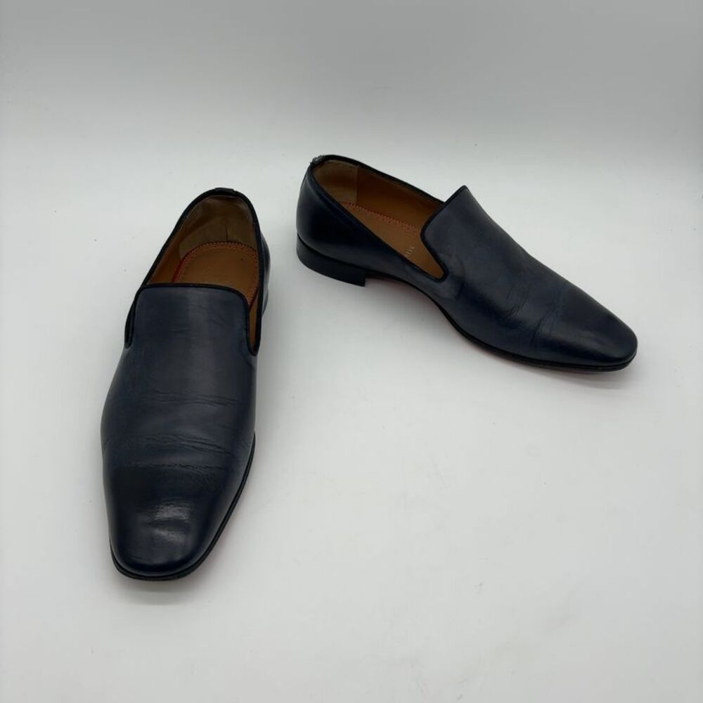 Christian Louboutin Men's Classic Navy Leather Slip-On Dress Loafers